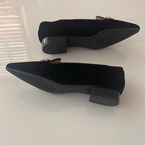 NEW ADRIENNE VITTADINI Black Velvet Flat Shoes W/ Rhinestones Jeweled  S… - Picture 5 of 5